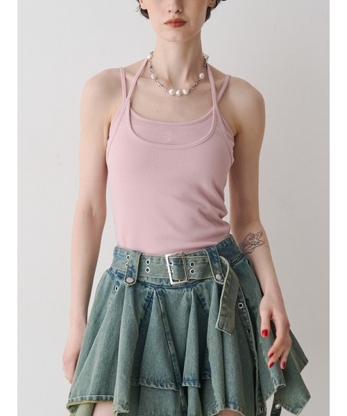 jouetie（ジュエティ）の「レイヤードキャミソール　カップ付き（キャミソール・レディース・ピンク/レッド/ブラック/オフホワイト/ブルー・MEDIUM）」の5枚目の写真