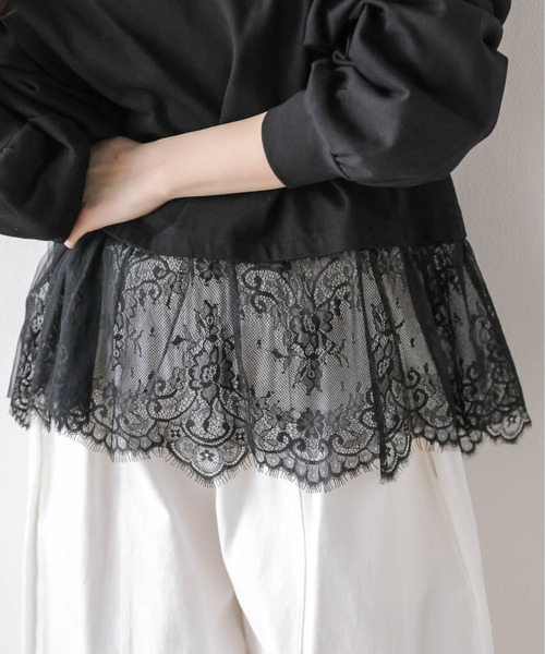 La-gemme(ラジェム)の「裾レーストップス(Tシャツ/カットソー・レディース・ホワイト/ブラック・フリー)」の13枚目の写真