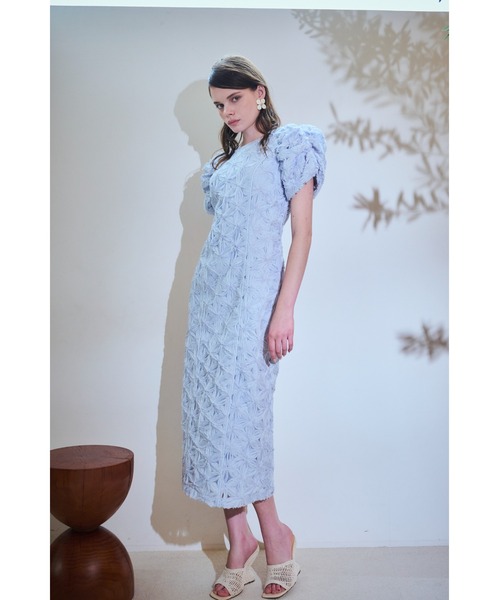 Butterfly Lace Midi Dress 3Dフラワーバタフライドレス（ワンピース