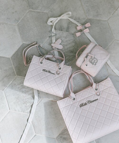 OLIVE des OLIVE（オリーブデオリーブ）の「【Belle Charme】Belle Charme Quilted Mini Tote（トートバッグ・レディース・ピンク/アイボリー/ブラック・FREE）」の5枚目の写真