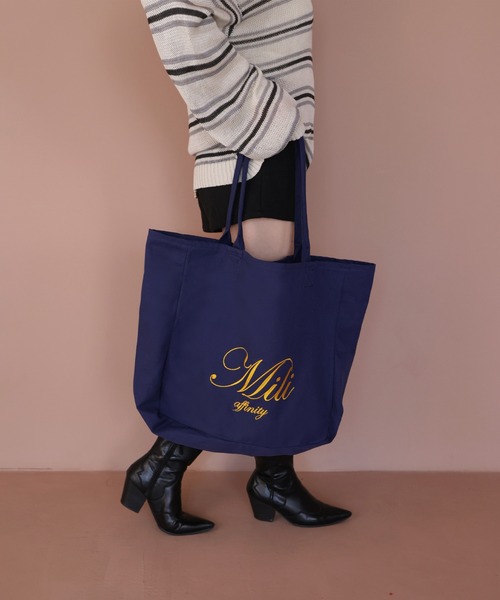 Mili affinity（ミリアフィニティー）の「ロゴビックトートバック（トートバッグ・レディース・ネイビー/ホワイト/バーガンディー/イエロー・FREE）」の14枚目の写真