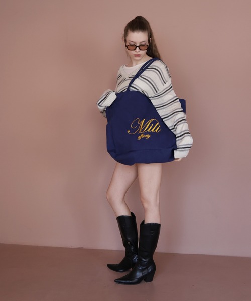 Mili affinity（ミリアフィニティー）の「ロゴビックトートバック（トートバッグ・レディース・ネイビー/ホワイト/バーガンディー/イエロー・FREE）」の15枚目の写真