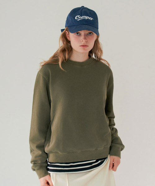 GLOWNOTE（グロウノート）の「ピグメントマンツーマン [カーキ]（Tシャツ/カットソー・レディース・カーキ・SMALL/MEDIUM）」の2枚目の写真