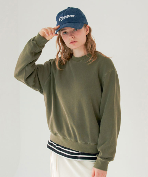 GLOWNOTE（グロウノート）の「ピグメントマンツーマン [カーキ]（Tシャツ/カットソー・レディース・カーキ・SMALL/MEDIUM）」の3枚目の写真