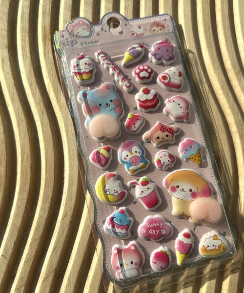 3Dぷくぷくアニマルシール／立体デコステッカー 韓国雑貨 スマホデコ 推し活