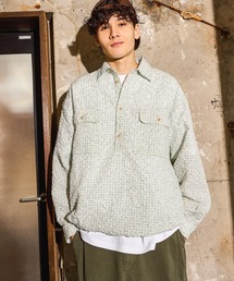 niko and... | 掠れチェックサッカープルオーバーシャツ(シャツ/ブラウス)