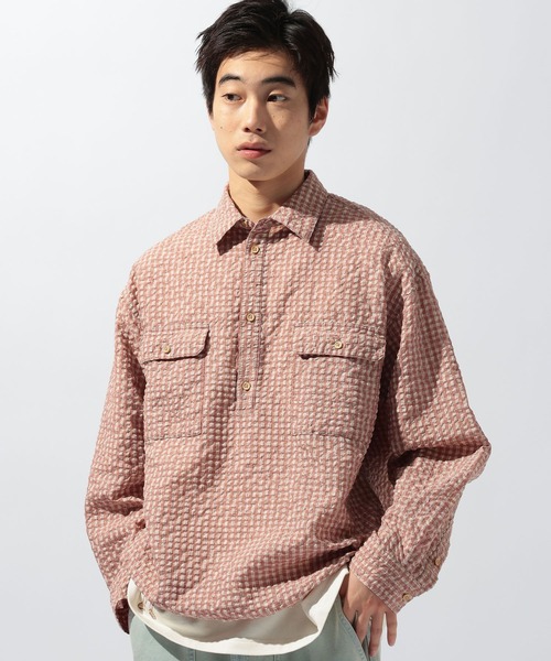 niko and...（ニコアンド）の「掠れチェックサッカープルオーバーシャツ（シャツ/ブラウス・メンズ・グレー/オフホワイト/ブラウン・MEDIUM/LARGE）」の7枚目の写真