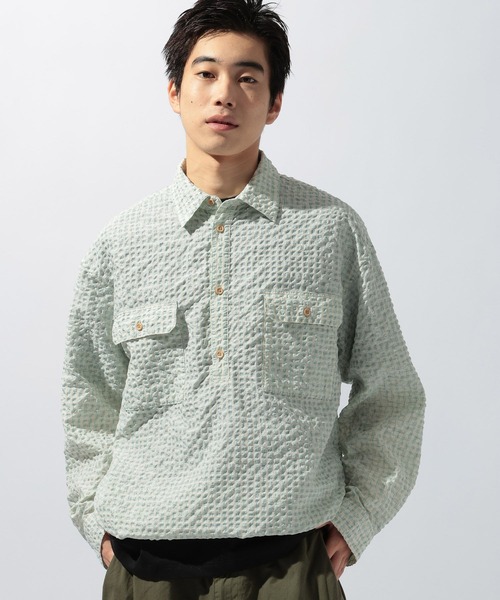 niko and...（ニコアンド）の「掠れチェックサッカープルオーバーシャツ（シャツ/ブラウス・メンズ・グレー/オフホワイト/ブラウン・MEDIUM/LARGE）」の11枚目の写真