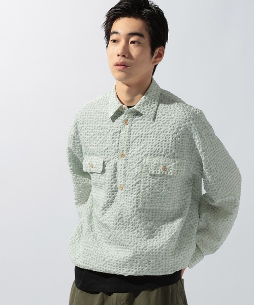 niko and...（ニコアンド）の「掠れチェックサッカープルオーバーシャツ（シャツ/ブラウス・メンズ・グレー/オフホワイト/ブラウン・MEDIUM/LARGE）」の12枚目の写真