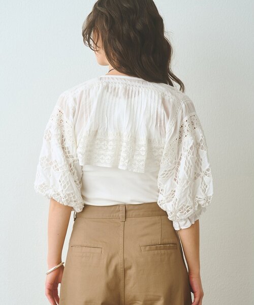 Whim Gazette（ウィムガゼット）の「ボレロブラウス（カーディガン/ボレロ・レディース・チャコールグレー/オフホワイト/ブラック・FREE）」の8枚目の写真