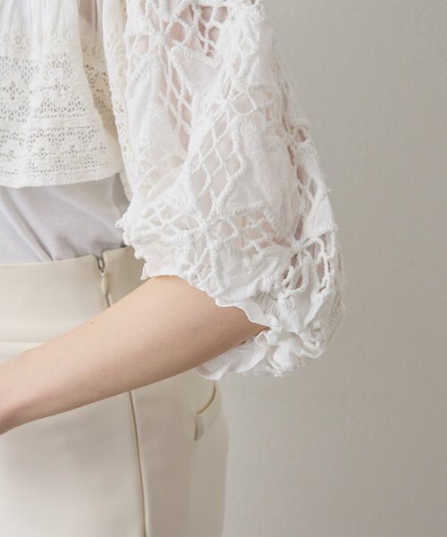 Whim Gazette（ウィムガゼット）の「ボレロブラウス（カーディガン/ボレロ・レディース・チャコールグレー/オフホワイト/ブラック・FREE）」の18枚目の写真