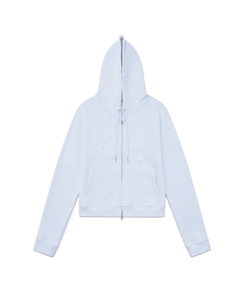 THECOLDESTMOMENT(ザコールデストモーメント)の「TCM dot hooded zip-up (sky blue)(パーカー・レディース・その他・LARGE/SMALL/MEDIUM)」の1枚目の写真
