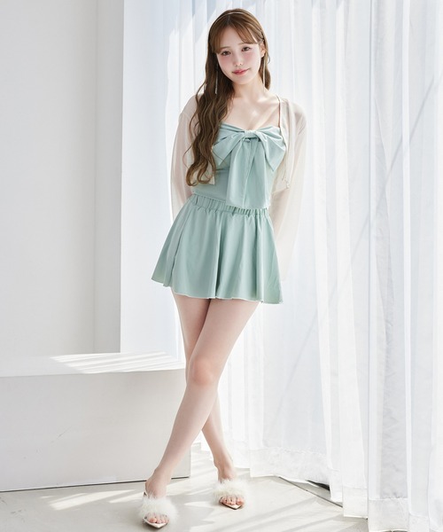 one after another NICE CLAUP（ワンアフターアナザーナイスクラップ）の「swimwear/フロントリボン+シアーカーディガン/4点セット（水着・レディース・ホワイト系/ミント・FREE）」の3枚目の写真