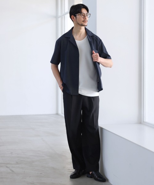 SPU(スプ)の「【セットアップ対応】【接触冷感・防シワ・速乾】AIR TECH DOT 機能性リラックスフィット半袖オープンカラーシャツ(シャツ/ブラウス・メンズ・チャコール/ブラック/ネイビー/カーキ・S/XL/M/L)」の8枚目の写真