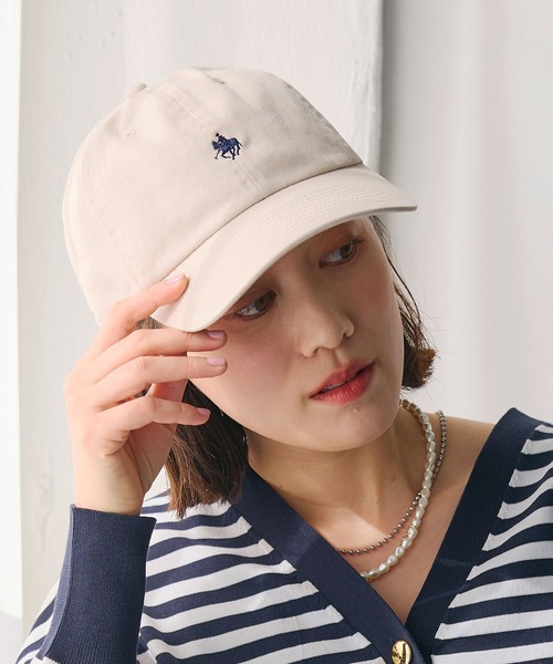 CROSS FUNCTION（クロスファンクション）の「POLO プレイヤー刺繍キャップ【CROSS FUNCTION/クロスファンクション】（キャップ・レディース・アイボリー/ブラック/チャコールグレー/ダークグリーン/オフホワイト/ネイビー/ベージュ/ピンク・FREE）」の3枚目の写真