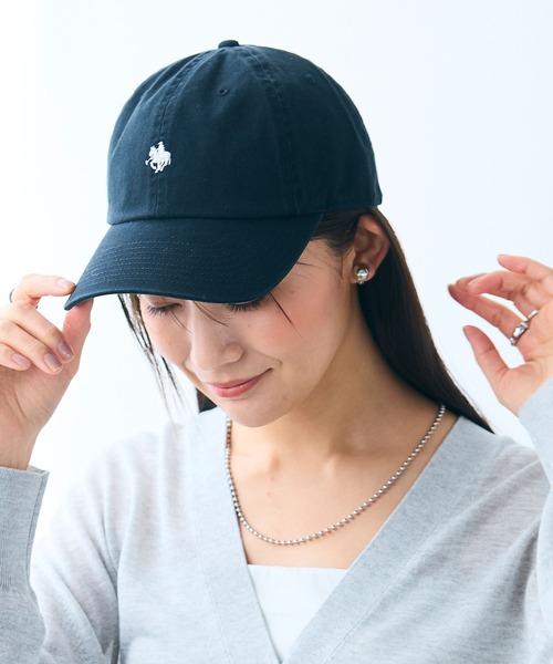 CROSS FUNCTION（クロスファンクション）の「POLO プレイヤー刺繍キャップ【CROSS FUNCTION/クロスファンクション】（キャップ・レディース・アイボリー/ブラック/チャコールグレー/ダークグリーン/オフホワイト/ネイビー/ベージュ/ピンク・FREE）」の4枚目の写真