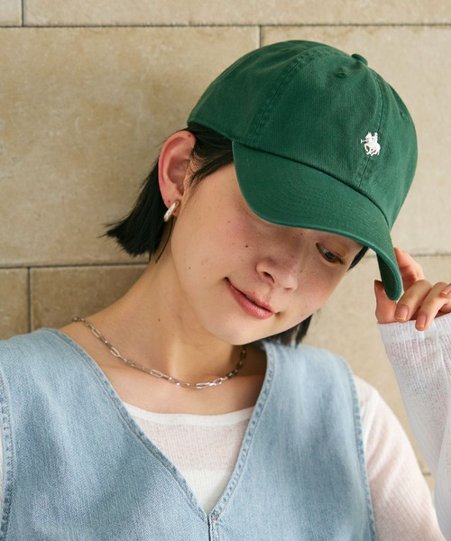CROSS FUNCTION（クロスファンクション）の「POLO プレイヤー刺繍キャップ【CROSS FUNCTION/クロスファンクション】（キャップ・レディース・アイボリー/ブラック/チャコールグレー/ダークグリーン/オフホワイト/ネイビー/ベージュ/ピンク・FREE）」の6枚目の写真