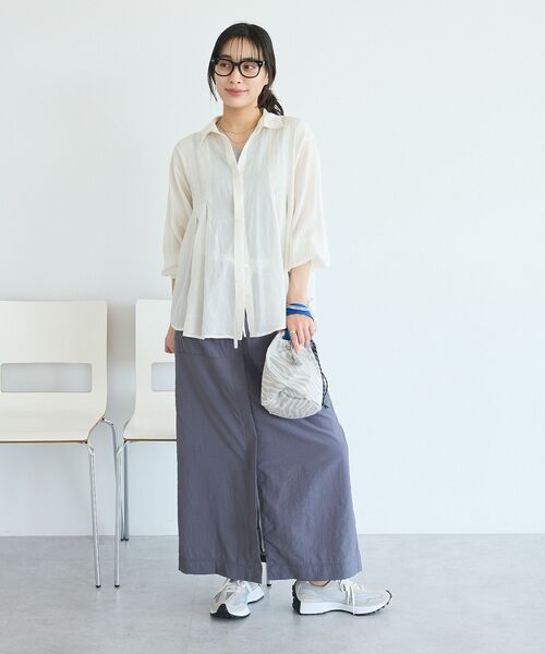 CRAFT STANDARD BOUTIQUE（クラフトスタンダードブティック）の「ナイロンダブルウエストIラインスカート（スカート・レディース・ライトベージュ/グレー・M/L）」の8枚目の写真