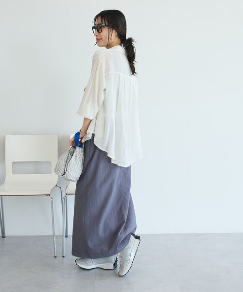 CRAFT STANDARD BOUTIQUE（クラフトスタンダードブティック）の「ナイロンダブルウエストIラインスカート（スカート・レディース・ライトベージュ/グレー・M/L）」の9枚目の写真