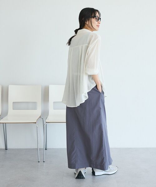 CRAFT STANDARD BOUTIQUE（クラフトスタンダードブティック）の「ナイロンダブルウエストIラインスカート（スカート・レディース・ライトベージュ/グレー・M/L）」の10枚目の写真