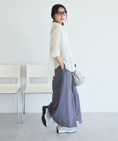 CRAFT STANDARD BOUTIQUE（クラフトスタンダードブティック）の「ナイロンダブルウエストIラインスカート（スカート・レディース・ライトベージュ/グレー・M/L）」の11枚目の写真