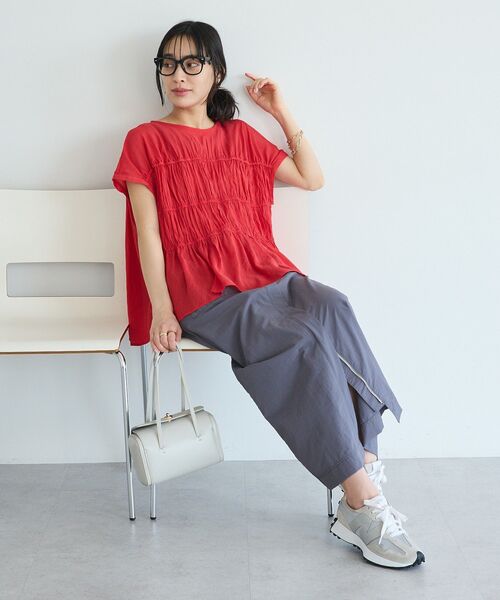 CRAFT STANDARD BOUTIQUE（クラフトスタンダードブティック）の「ナイロンダブルウエストIラインスカート（スカート・レディース・ライトベージュ/グレー・M/L）」の12枚目の写真