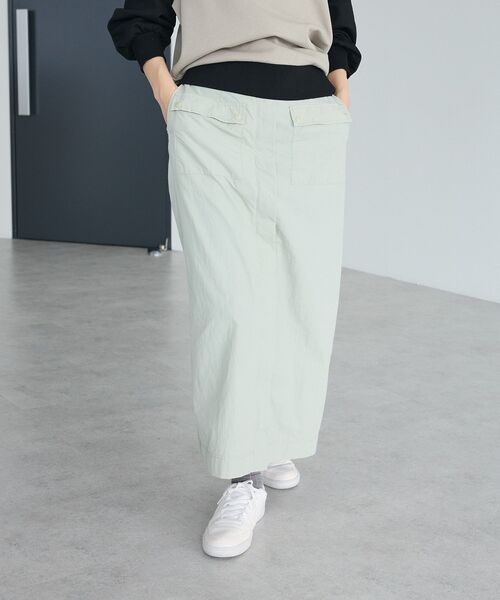 CRAFT STANDARD BOUTIQUE（クラフトスタンダードブティック）の「ナイロンダブルウエストIラインスカート（スカート・レディース・ライトベージュ/グレー・M/L）」の13枚目の写真