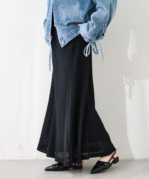 Kastane（カスタネ）の「【セットアップ対応】クロスジャガードスカート（スカート・レディース・アイボリー/ブラック・FREE）」の2枚目の写真