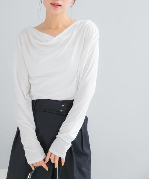 URBAN RESEARCH ROSSO WOMEN（アーバンリサーチ　ロッソ）の「エアリータッチ2WAYネックプルオーバー（Tシャツ/カットソー・レディース・ネイビー/オフホワイト・FREE）」の5枚目の写真