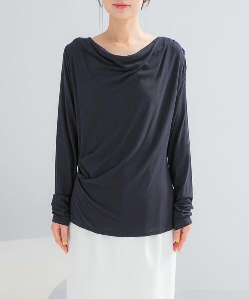 URBAN RESEARCH ROSSO WOMEN（アーバンリサーチ　ロッソ）の「エアリータッチ2WAYネックプルオーバー（Tシャツ/カットソー・レディース・ネイビー/オフホワイト・FREE）」の11枚目の写真