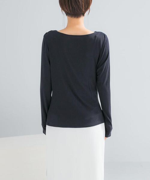 URBAN RESEARCH ROSSO WOMEN（アーバンリサーチ　ロッソ）の「エアリータッチ2WAYネックプルオーバー（Tシャツ/カットソー・レディース・ネイビー/オフホワイト・FREE）」の13枚目の写真