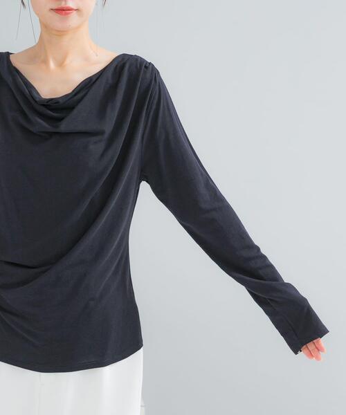 URBAN RESEARCH ROSSO WOMEN（アーバンリサーチ　ロッソ）の「エアリータッチ2WAYネックプルオーバー（Tシャツ/カットソー・レディース・ネイビー/オフホワイト・FREE）」の14枚目の写真