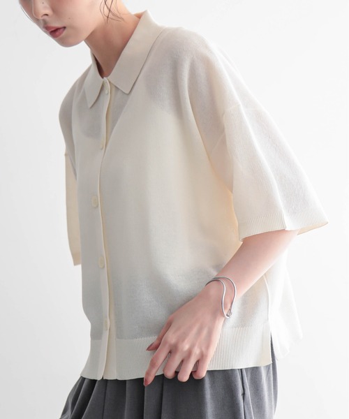 for/c(フォーシー)の「ニットポロカーディガン【サスティナブル】(ニット/セーター・レディース・ブラウン/アイボリー/ブラック・M/L)」の7枚目の写真