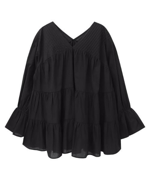 RASW（ラス）の「[RASW]コットンボイルティアードチュニックブラウス（シャツ/ブラウス・レディース・ブラック/オフホワイト・PM/M/L）」の22枚目の写真