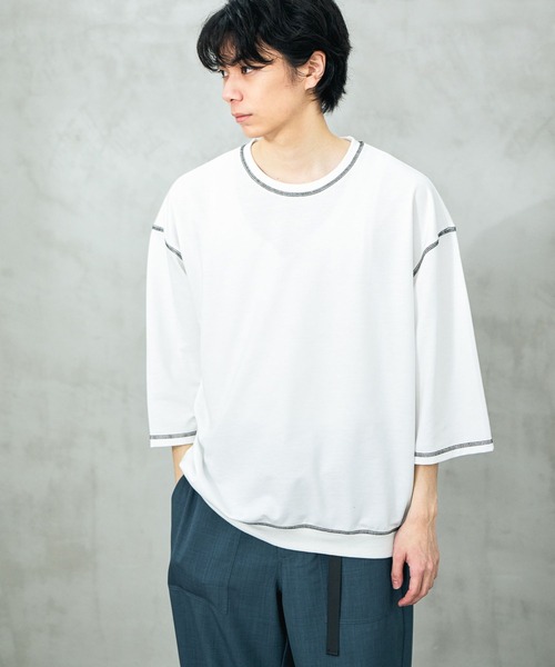 LAKOLE(ラコレ)の「ステッチミニ裏毛クロップドT / 659505(Tシャツ/カットソー・メンズ・ブラック/オレンジ/グリーン/ホワイト・MEDIUM/LARGE)」の1枚目の写真