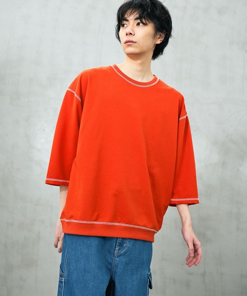 LAKOLE(ラコレ)の「ステッチミニ裏毛クロップドT / 659505(Tシャツ/カットソー・メンズ・ブラック/オレンジ/グリーン/ホワイト・MEDIUM/LARGE)」の2枚目の写真