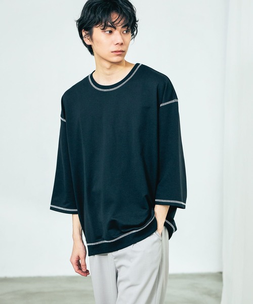 LAKOLE(ラコレ)の「ステッチミニ裏毛クロップドT / 659505(Tシャツ/カットソー・メンズ・ブラック/オレンジ/グリーン/ホワイト・MEDIUM/LARGE)」の8枚目の写真
