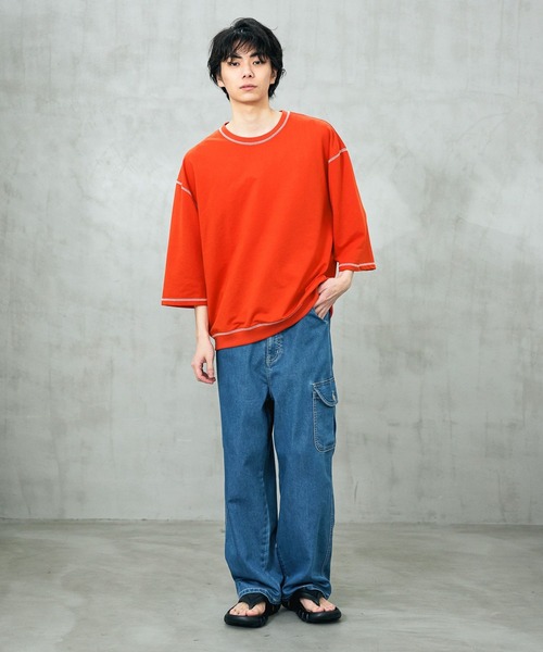 LAKOLE(ラコレ)の「ステッチミニ裏毛クロップドT / 659505(Tシャツ/カットソー・メンズ・ブラック/オレンジ/グリーン/ホワイト・MEDIUM/LARGE)」の11枚目の写真
