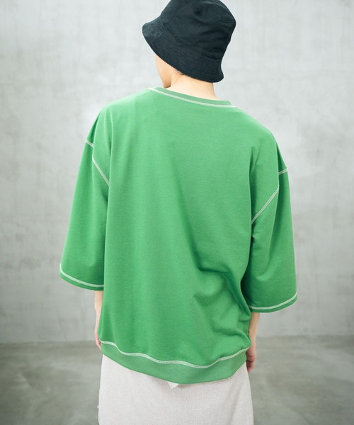 LAKOLE(ラコレ)の「ステッチミニ裏毛クロップドT / 659505(Tシャツ/カットソー・メンズ・ブラック/オレンジ/グリーン/ホワイト・MEDIUM/LARGE)」の10枚目の写真