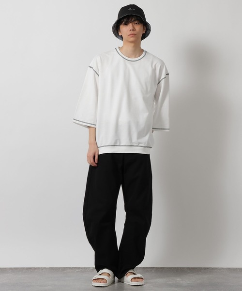 LAKOLE(ラコレ)の「ステッチミニ裏毛クロップドT / 659505(Tシャツ/カットソー・メンズ・ブラック/オレンジ/グリーン/ホワイト・MEDIUM/LARGE)」の13枚目の写真