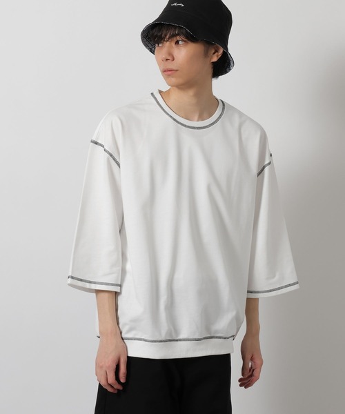LAKOLE(ラコレ)の「ステッチミニ裏毛クロップドT / 659505(Tシャツ/カットソー・メンズ・ブラック/オレンジ/グリーン/ホワイト・MEDIUM/LARGE)」の14枚目の写真