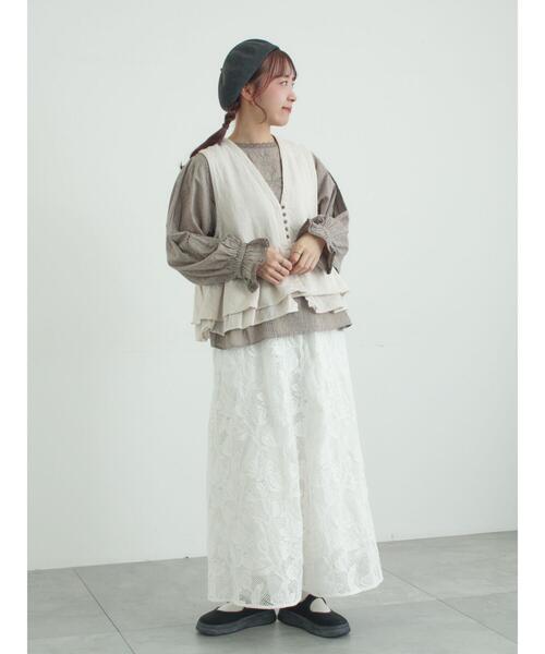 TSUHARU by Samansa Mos2（ツハルバイサマンサモスモス）の「【WHITE COLLECTION】オーバーレーススカート（スカート・レディース・ホワイト・F）」の6枚目の写真