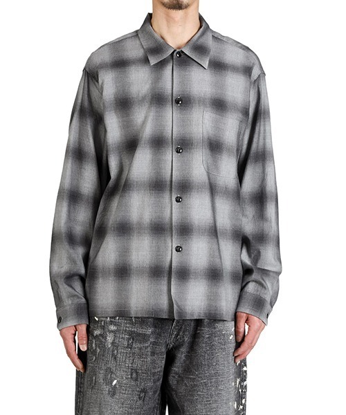 GOLD（ゴールド）の「GOLD / ゴールド：COTTON / SILK NEL CHECK OPEN SHIRT：26A-GL29646[MUS]（シャツ/ブラウス・メンズ・グレー・M）」の7枚目の写真