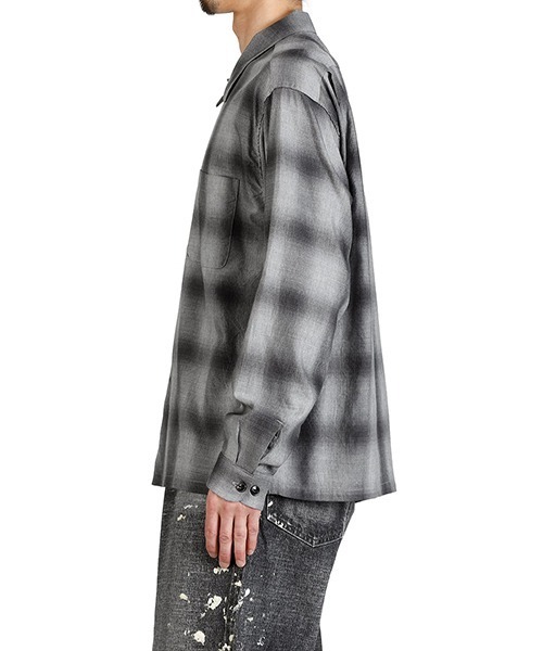 GOLD（ゴールド）の「GOLD / ゴールド：COTTON / SILK NEL CHECK OPEN SHIRT：26A-GL29646[MUS]（シャツ/ブラウス・メンズ・グレー・M）」の6枚目の写真