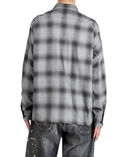 GOLD（ゴールド）の「GOLD / ゴールド：COTTON / SILK NEL CHECK OPEN SHIRT：26A-GL29646[MUS]（シャツ/ブラウス・メンズ・グレー・M）」の2枚目の写真