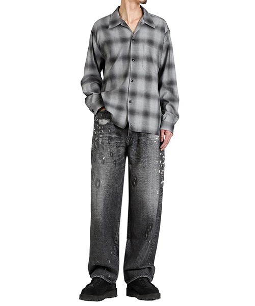 GOLD（ゴールド）の「GOLD / ゴールド：COTTON / SILK NEL CHECK OPEN SHIRT：26A-GL29646[MUS]（シャツ/ブラウス・メンズ・グレー・M）」の3枚目の写真