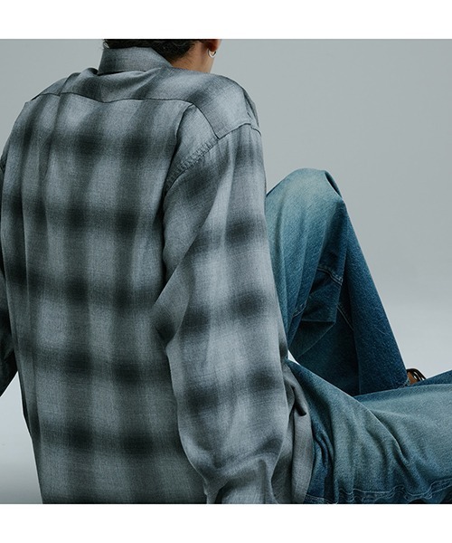 GOLD（ゴールド）の「GOLD / ゴールド：COTTON / SILK NEL CHECK OPEN SHIRT：26A-GL29646[MUS]（シャツ/ブラウス・メンズ・グレー・M）」の5枚目の写真