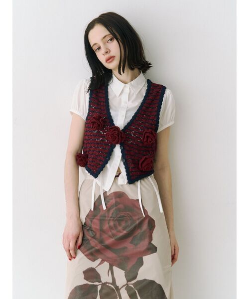 jouetie（ジュエティ）の「ローズシアーミドルスカート（スカート・レディース・アイボリー/ブラウン・MEDIUM）」の7枚目の写真