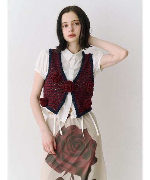 jouetie（ジュエティ）の「ローズシアーミドルスカート（スカート・レディース・アイボリー/ブラウン・MEDIUM）」の8枚目の写真