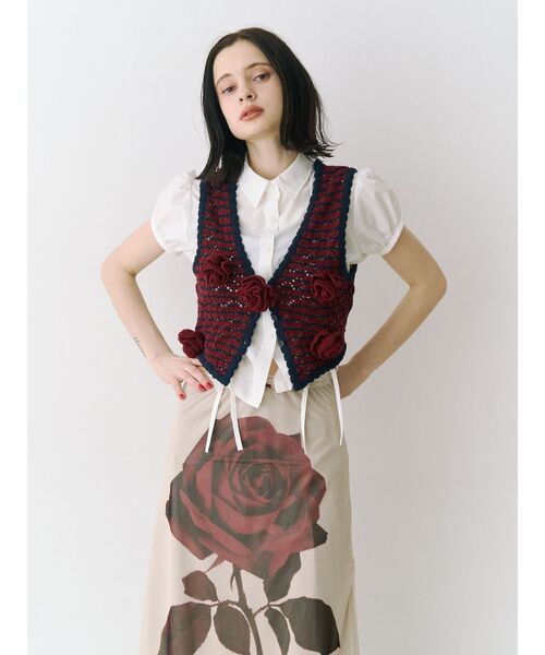 jouetie（ジュエティ）の「ローズシアーミドルスカート（スカート・レディース・アイボリー/ブラウン・MEDIUM）」の9枚目の写真